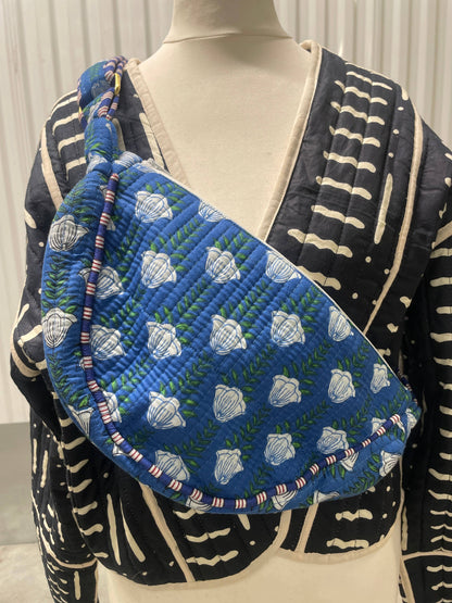 Blue Cotton Kantha Quilted Shoulder Bag