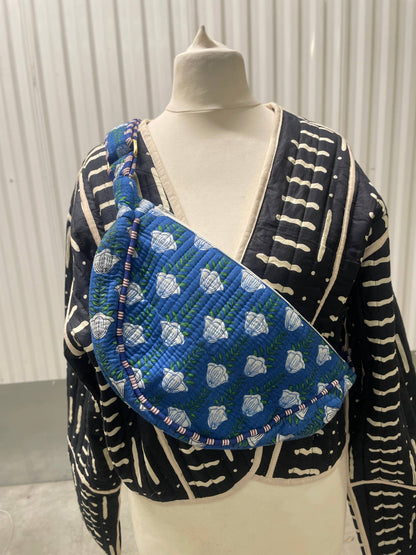 Blue Cotton Kantha Quilted Shoulder Bag