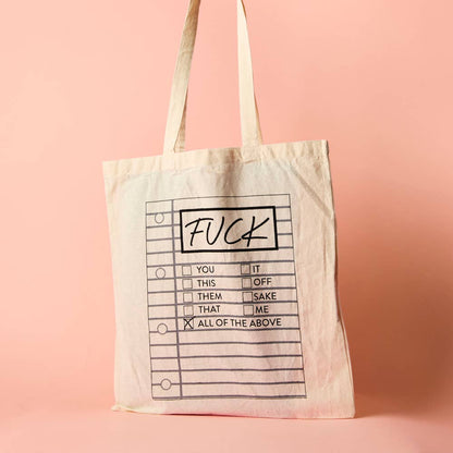 Fuck Tick List Cotton Tote Bag