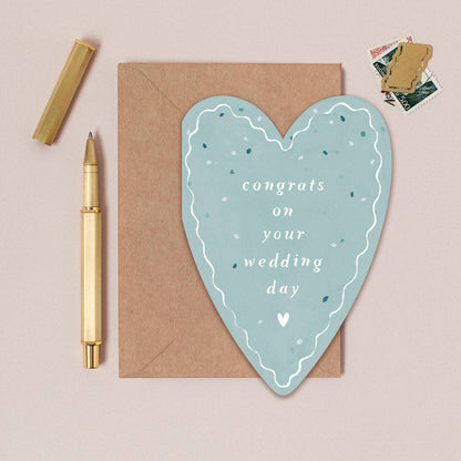 Heart Congrats Wedding Die Cut Greeting Card