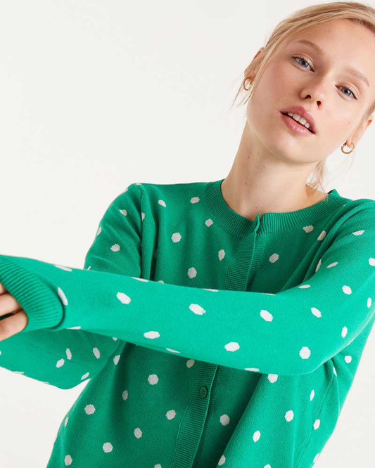 Green Polka Dot Cardigan By Compania Fantastica