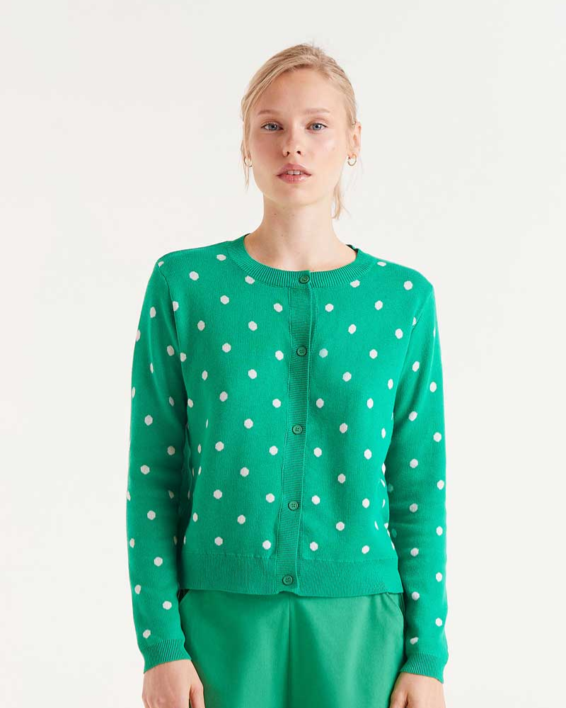 Green Polka Dot Cardigan By Compania Fantastica
