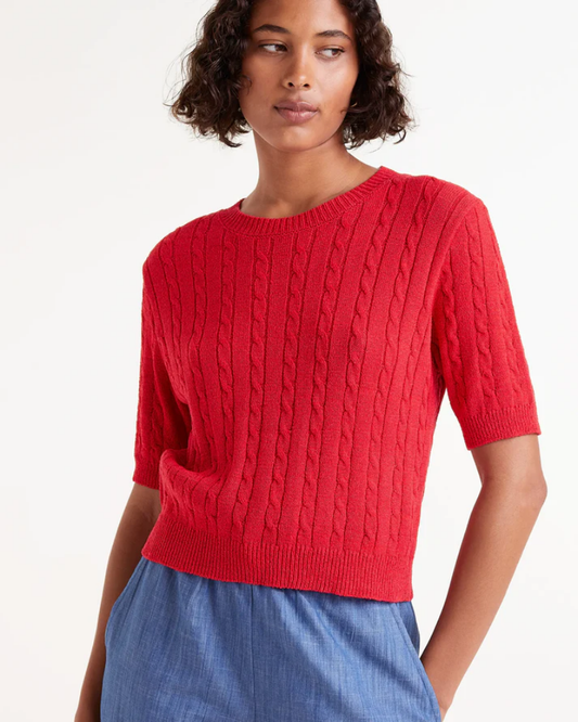 Red Cable Knit Short Sleeve Jumper By Compania Fantastica