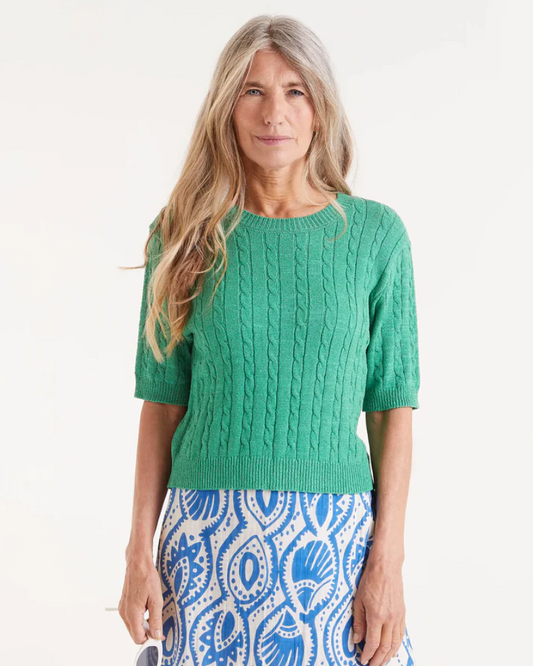 Green Cable Knit Short Sleeve Jumper By Compania Fantastica