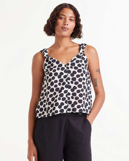 Monochrome Polka Dot Bow Vest Top By Compania Fantastica