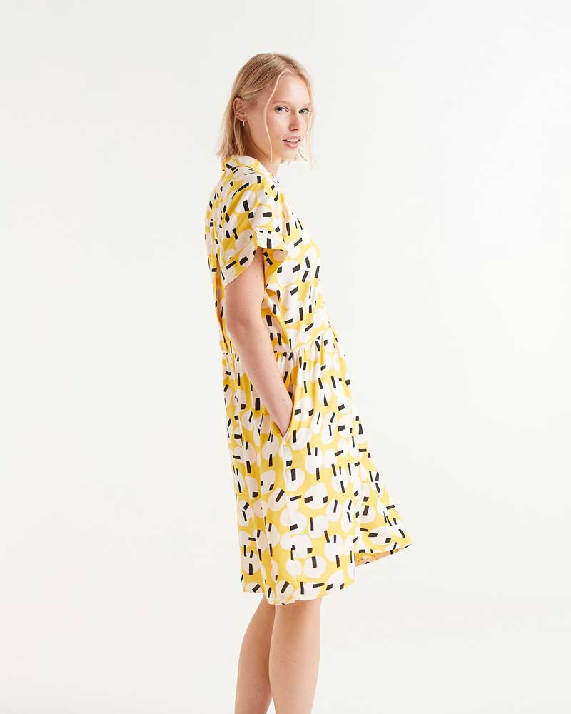 Yellow Onigiri Print Dress By Compania Fantastica