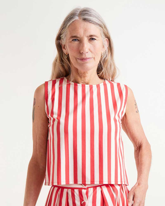 Cheesecake Red Stripe Sleeveless Top By Compania Fantastica