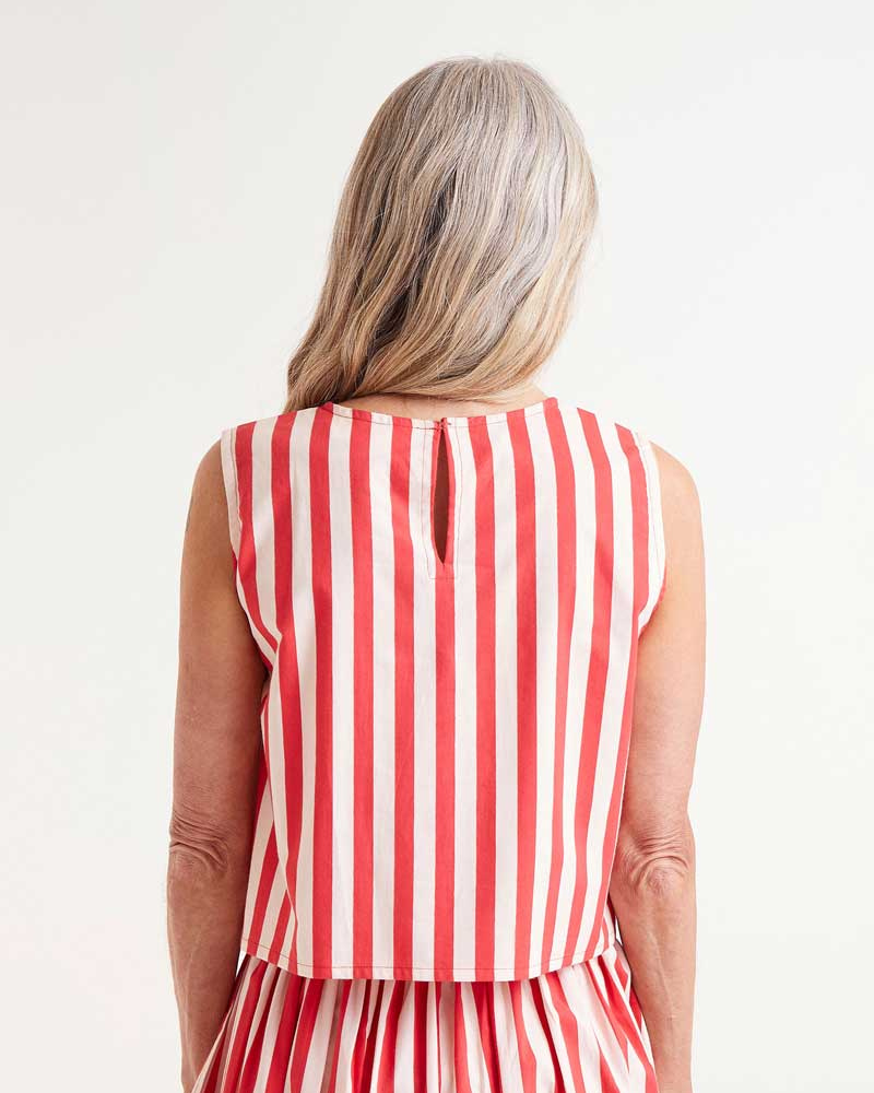 Cheesecake Red Stripe Sleeveless Top By Compania Fantastica