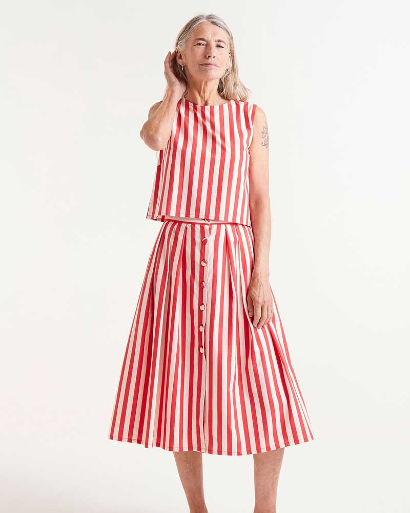 Cheesecake Red Stripe Sleeveless Top By Compania Fantastica