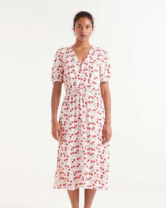 Cherries Print Midi Dress By Compania Fantastica
