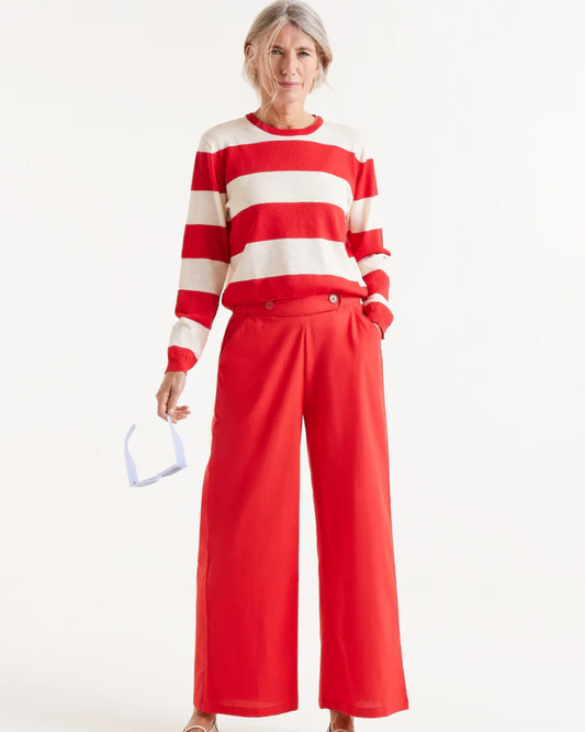 Wide Leg Buttoned Trousers Red By Compania Fantastica