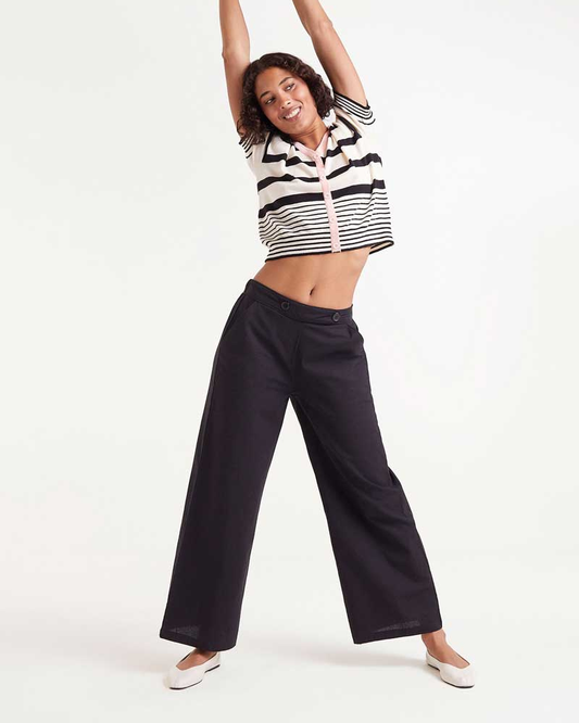 Wide Leg Buttoned Trousers In Black By Compania Fantastica