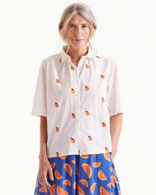 Oranges Print Cotton Short Sleeved Shirt By Compania Fantastica