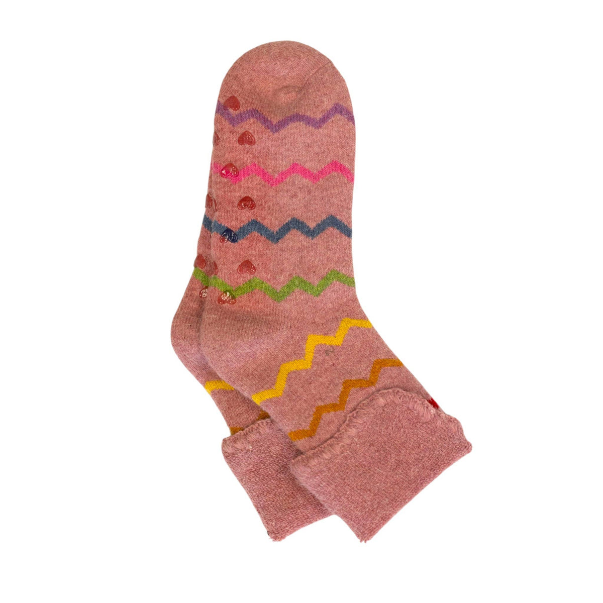 Pink Zig-Zag Non-Slip Cosy Socks