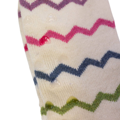 Cream Zig-Zag Non-Slip Cosy Socks