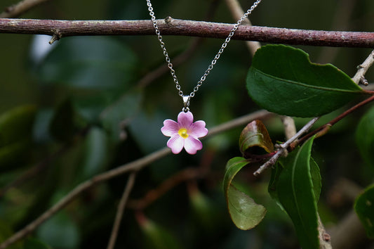 Primrose Pink Flower Pendant Necklace