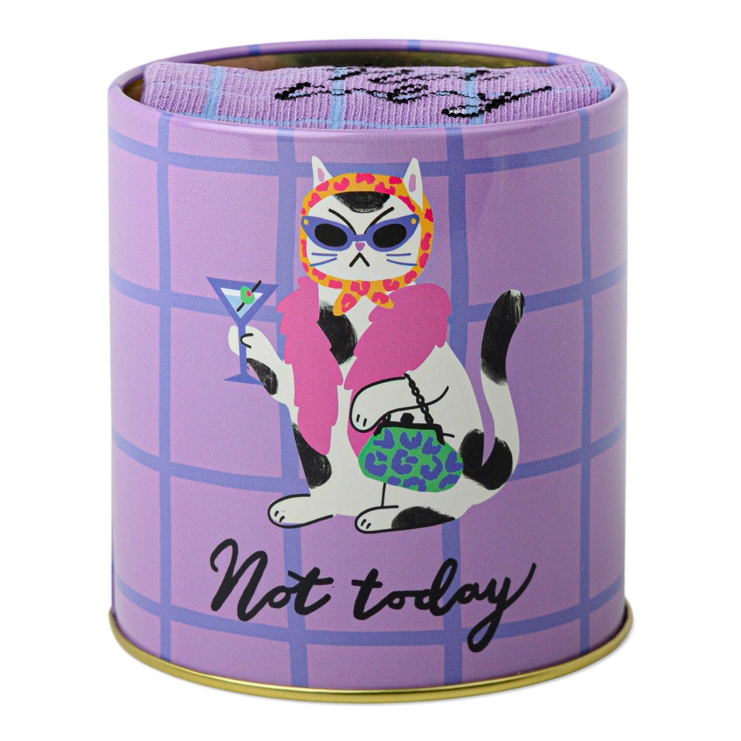 Not Today Cat Hijinx Socks in a Tin