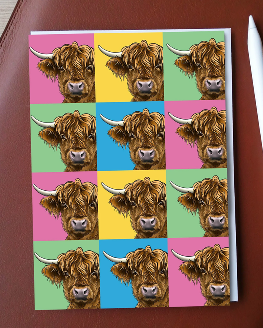 POP Highland Coo Scottish Greeting Card