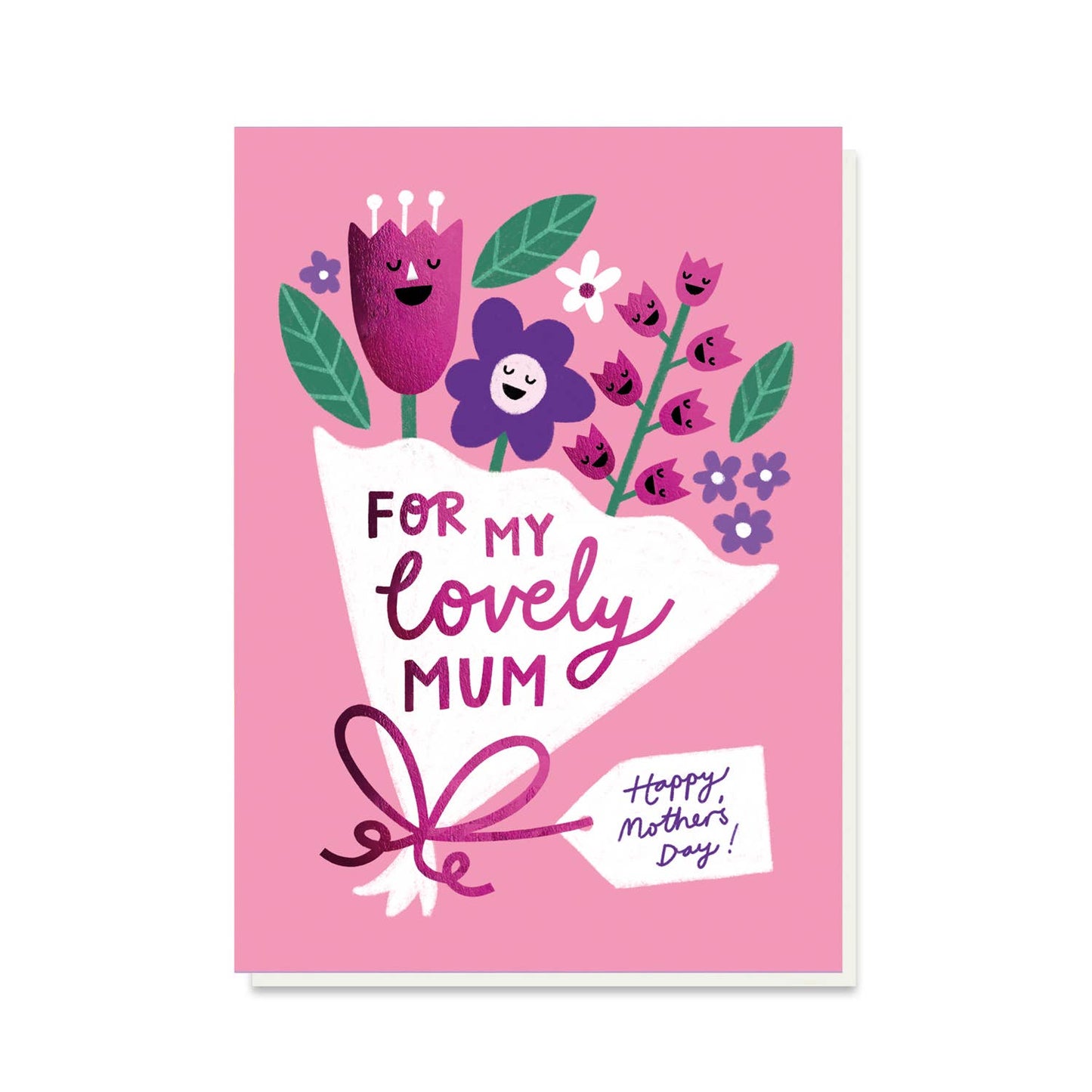 Pink Flowers Mother's Day Foiled Card