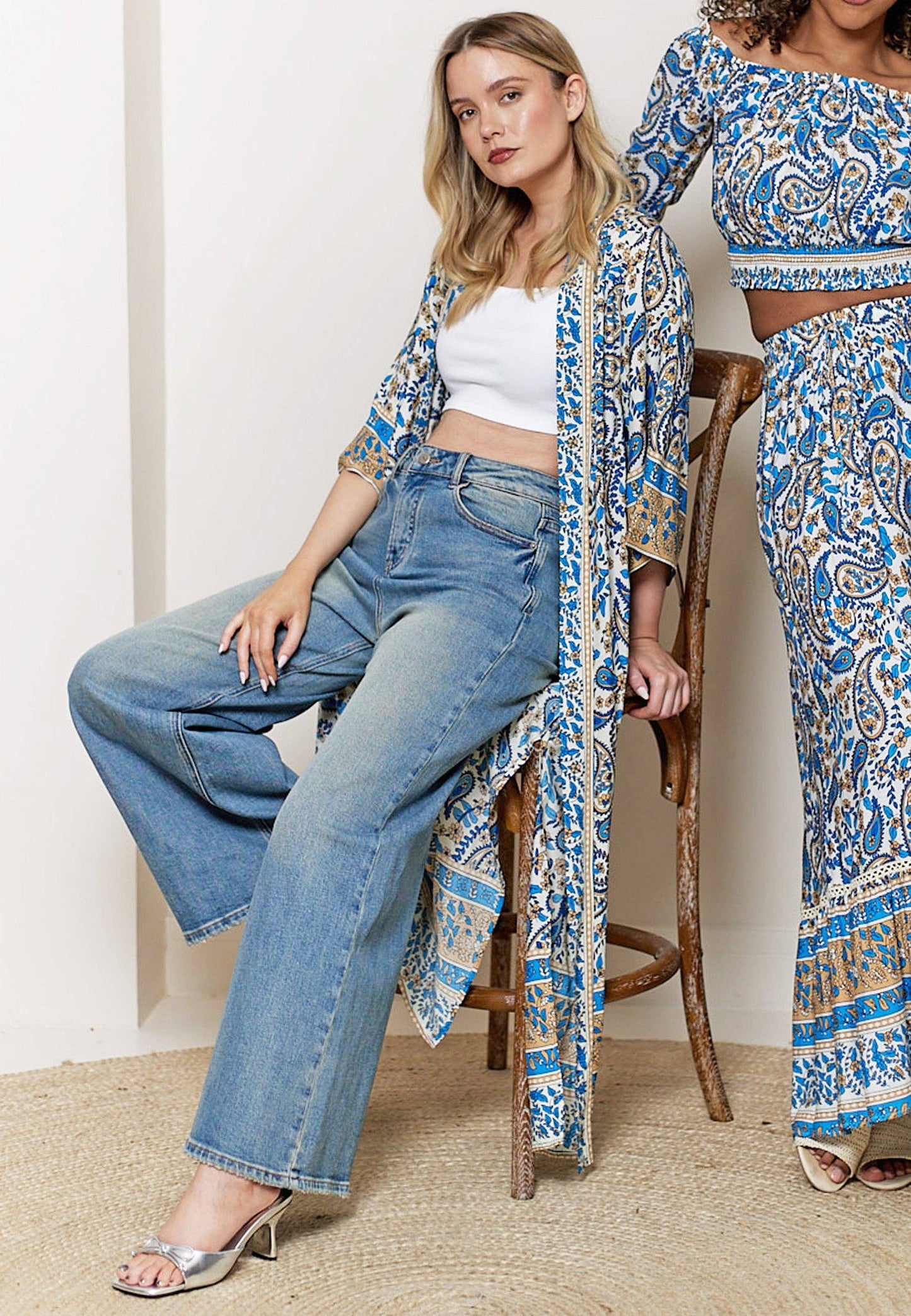 Blue Paisley Longline Kimono