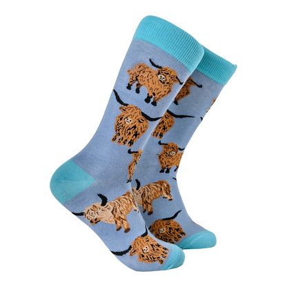 Denim Highland Cow Och Aye the Moo Socks Kids