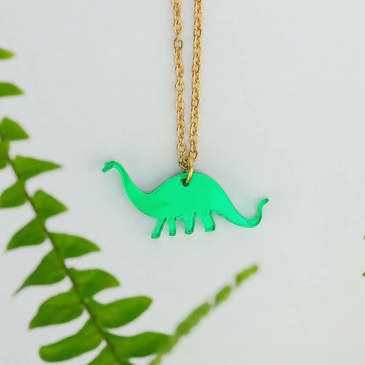Apatosaurus Charm Necklace: Green