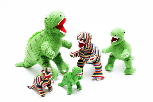 Knitted Green T Rex Dinosaur Baby Rattle