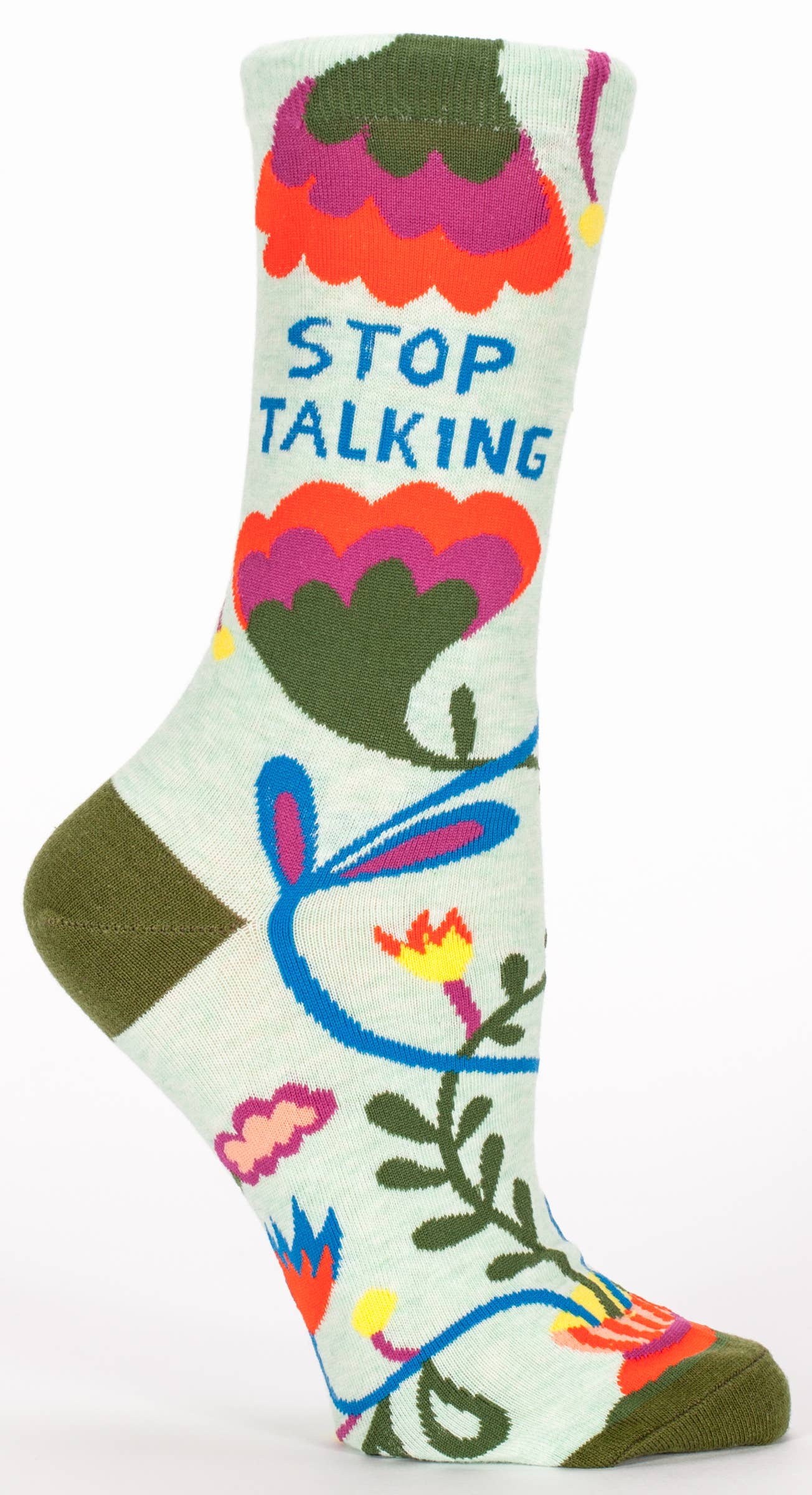 Stop Talking Floral Crew Socks