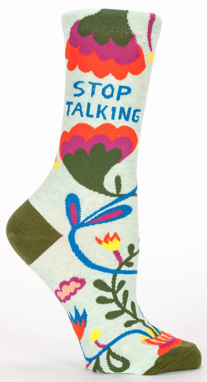Stop Talking Floral Crew Socks