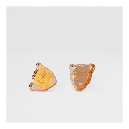 Leopard Face Stud Earrings in Gold