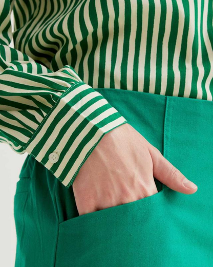 Green Wide Leg Cotton Trousers