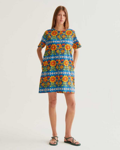 70s Garden Cotton Short Dress