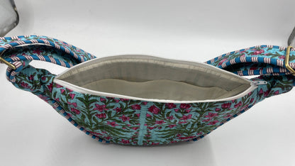 Teal Cotton Kantha Quilted Cross Body Bag