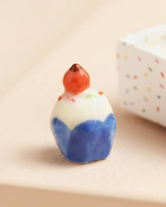 Birthday Cake Tiny Ceramic Token In Matchbox