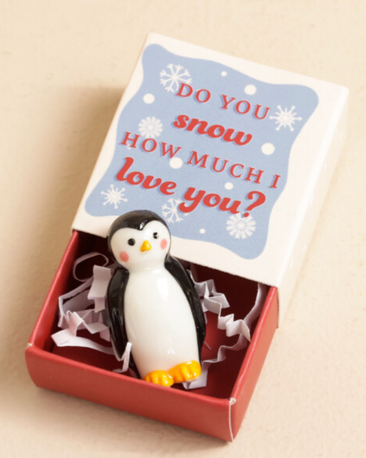 Penguin Tiny Ceramic Token In Matchbox