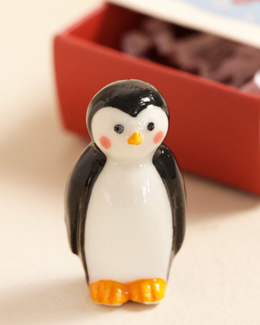 Penguin Tiny Ceramic Token In Matchbox