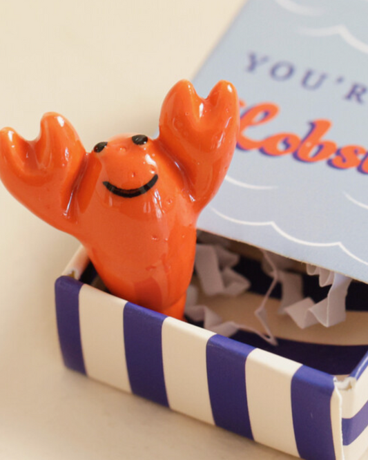 Lobster Tiny Ceramic Token In Matchbox