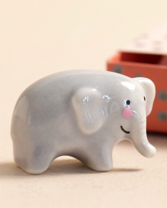 Elephant Tiny Ceramic Token In Matchbox
