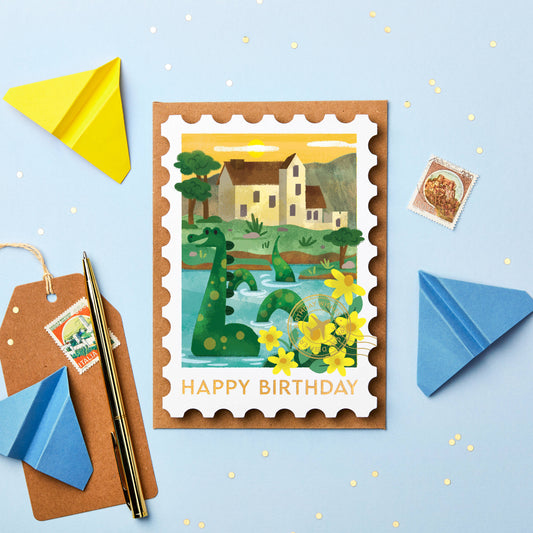 Loch Ness  Stamp Birthday Card