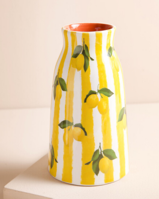Yellow Striped Lemon Vase