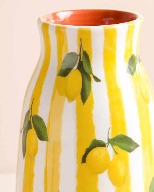 Yellow Striped Lemon Vase