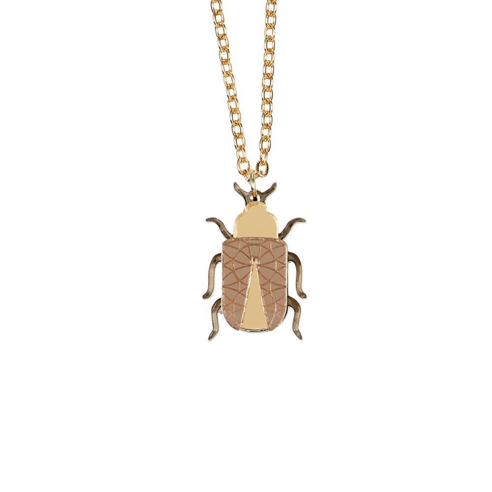 Insect Charm Necklace in Gold & Bronze
