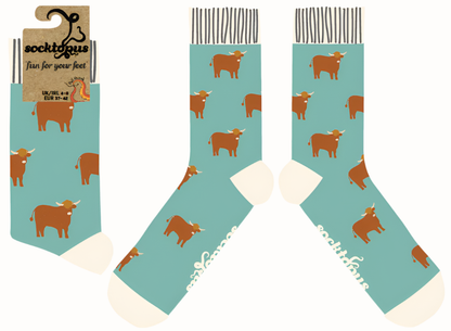 Fluffy Wee Hairy Coo Highland Cow Unisex Socks