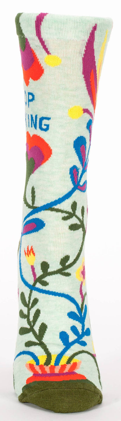 Stop Talking Floral Crew Socks