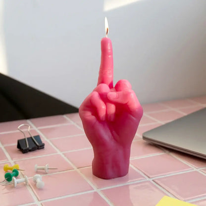 Small Fuck You Middle Finger Candle in Pink