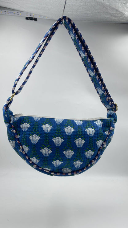 Blue Cotton Kantha Quilted Shoulder Bag