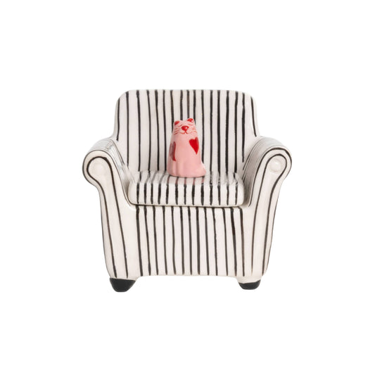 Helio Ferretti Trinket Box Striped Sofa Cat