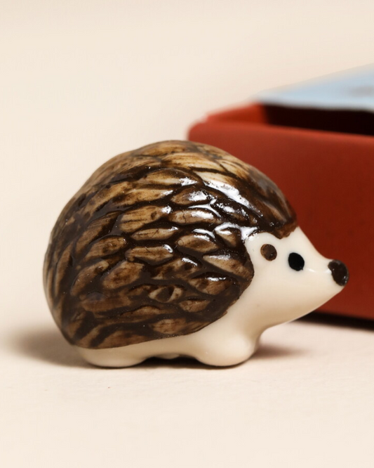 Hedgehog Tiny Ceramic Token In Matchbox