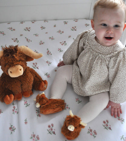 Highland Cow Plush Baby Slippers