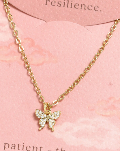 Gold Butterfly Carded Necklace